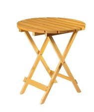 Wooden Round Folding Garden Patio Side Table - Coffee Snack Picnic Dining Drinks