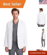 Leo Men's Medical Lab Coat - 5 Pockets  Soft 2-Way Stretch Fabric