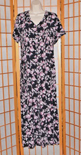 J. Jill Black & Pink Floral Knit Button Front Fit & Flare Midi Dress Sz. XL