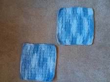 Hand Knitted Dish Cloths Set of 2 - Verigated Blue