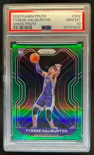 2020-21 Panini Prizm Tyrese Haliburton RC Green Prizm Rookie #262 Kings PSA 10