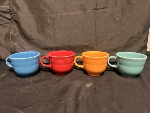 Fiestaware Homer Laughlin Coffee Tea Cup Set of 4 Red Blue Orange & Green
