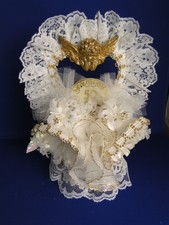 New 50th Wedding Anniversary Cake topper with Bells, Cherub Lace  Gold Beads 6