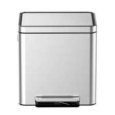 40L / 10.6 Gallon Stainless Steel Trash Can, Garbage Can w/Dual Inner Bucket
