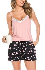 Vlazom Womens Pyjamas Super Soft 2 Piece Short Pyjamas Set Camisole Shorts 