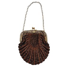 Antique 1920s Art Deco Beaded Purse Glass Seed Beads Metal Frame Flapper Bag 20s