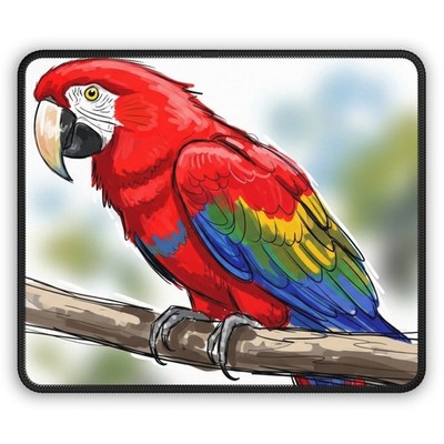 Cute Red Parrot Sketch Gaming Mouse Pad