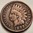 1897 Indian Head Cent Penny Circulated Antique US Coin Old Collection BN1132