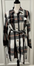 CLEARANCE Stunning Pink, Black & Ivory Plaid Long Sleeve Button Up Dress