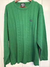 South Pole Southpole Cable Knit Striped Green Sweater Mens XL