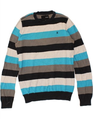 HURLEY Herren Rundhals Pullover Sweater Small bunt gestreift Baumwolle CK58