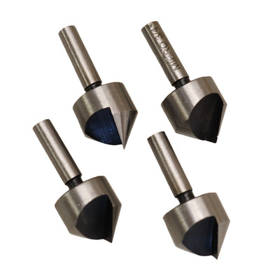 4 Pc- 3/4'' Single Flute HSS Countersink Bits- 90 Degree 1/4'' Straight Shank