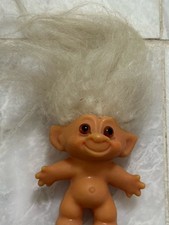 Vintage 1960's Marked THOMAS DAM Troll White/Gray Hair Amber Eyes