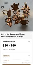 Set of 6 Copper Brass Leaf Shaped Napkin Rings