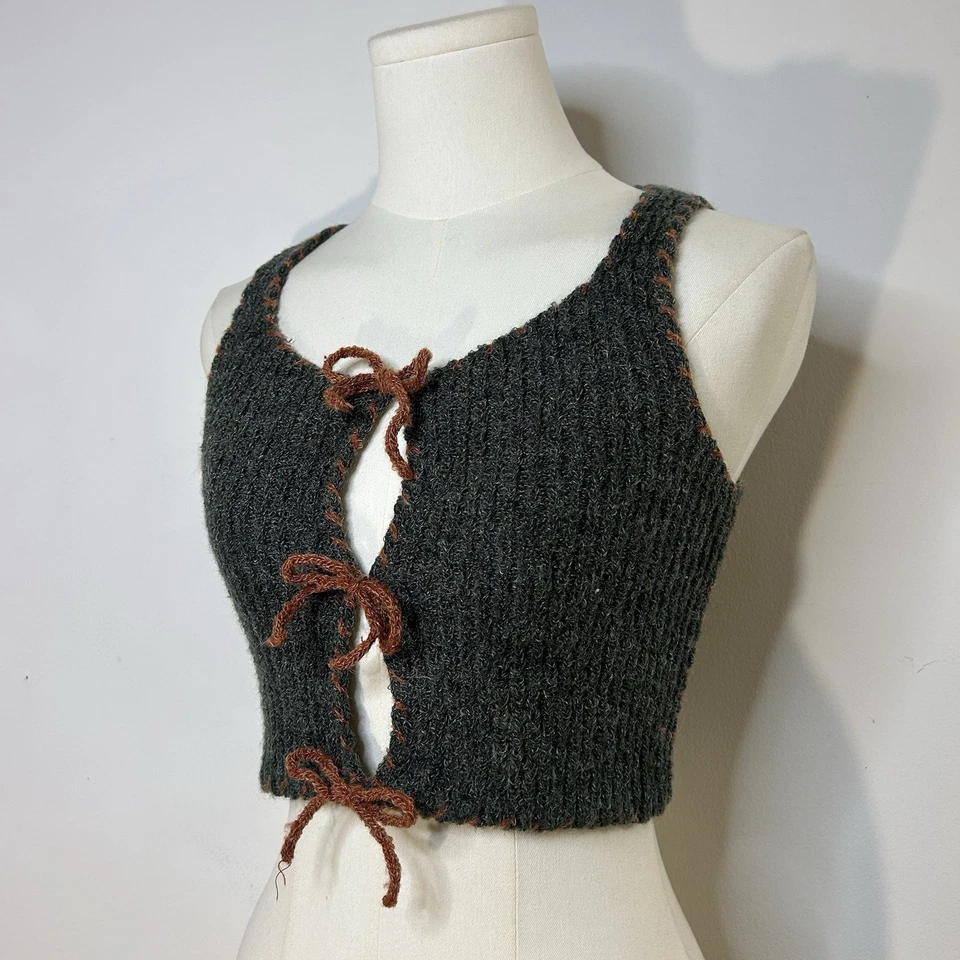 Top corto Fairycore Grunge Boho Indie tejido a mano años 60 70 para mujer XS/S Foto 4 de 4