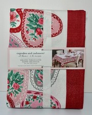 Cupcakes and Cashmere Valentine Theme Metallic Tablecloth Oblong 60" x 84" NWT