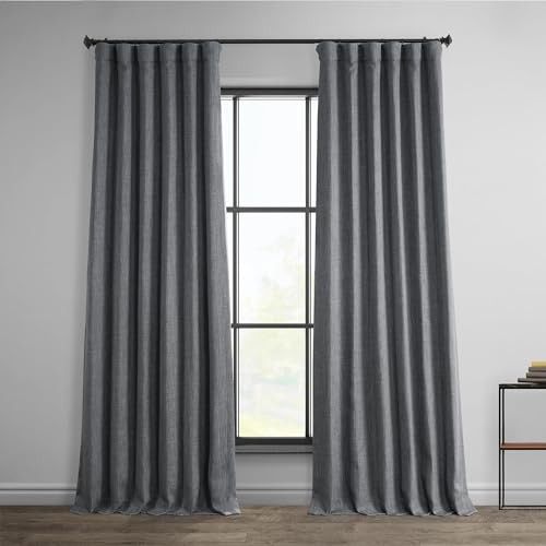 HPD Half Price Drapes BOCH-LN185-P Faux Linen Room Darkening Curtains for