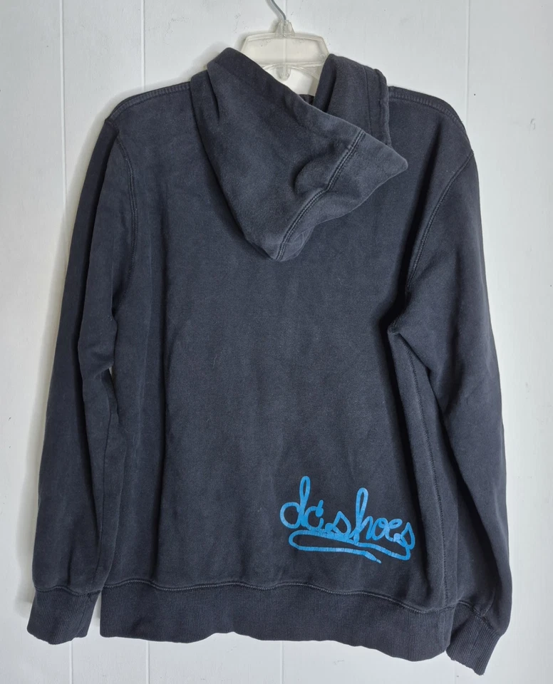 Y2K vintage DC Shoes Hoodie Jacket Medium Black 90s Grunge - Image 3 of 4