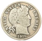 1911-S Barber Dime Better Date San Francisco Mint Silver Coin