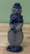 Vintage 1997 Rowe Pottery Salt Glazed 5" Snowman Christmas Figurine - No Broom