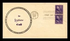 Dr Jim Stamps 3C Thomas Jefferson Coil Pair First Day Cover 1939 Washington DC