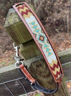 Teal Beaded Western Leather WITHER STRAP For Breast Collar Horse Tack