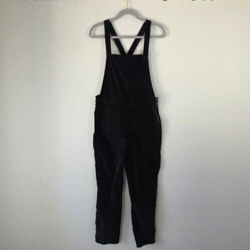 Madewell Velvet Skinny Cross Back Overalls Black Size Large - Picture 3 of 12