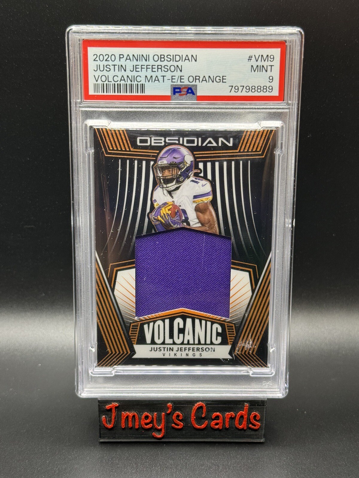 Justin Jefferson Panini Obsidian Volcanic Material #VM9 Electric Etch-Orange