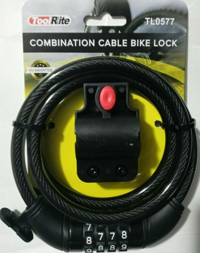 ToolRite 3.3′ Bike Lock Cable High Security 4 Digit Resettable Combination Bicyc