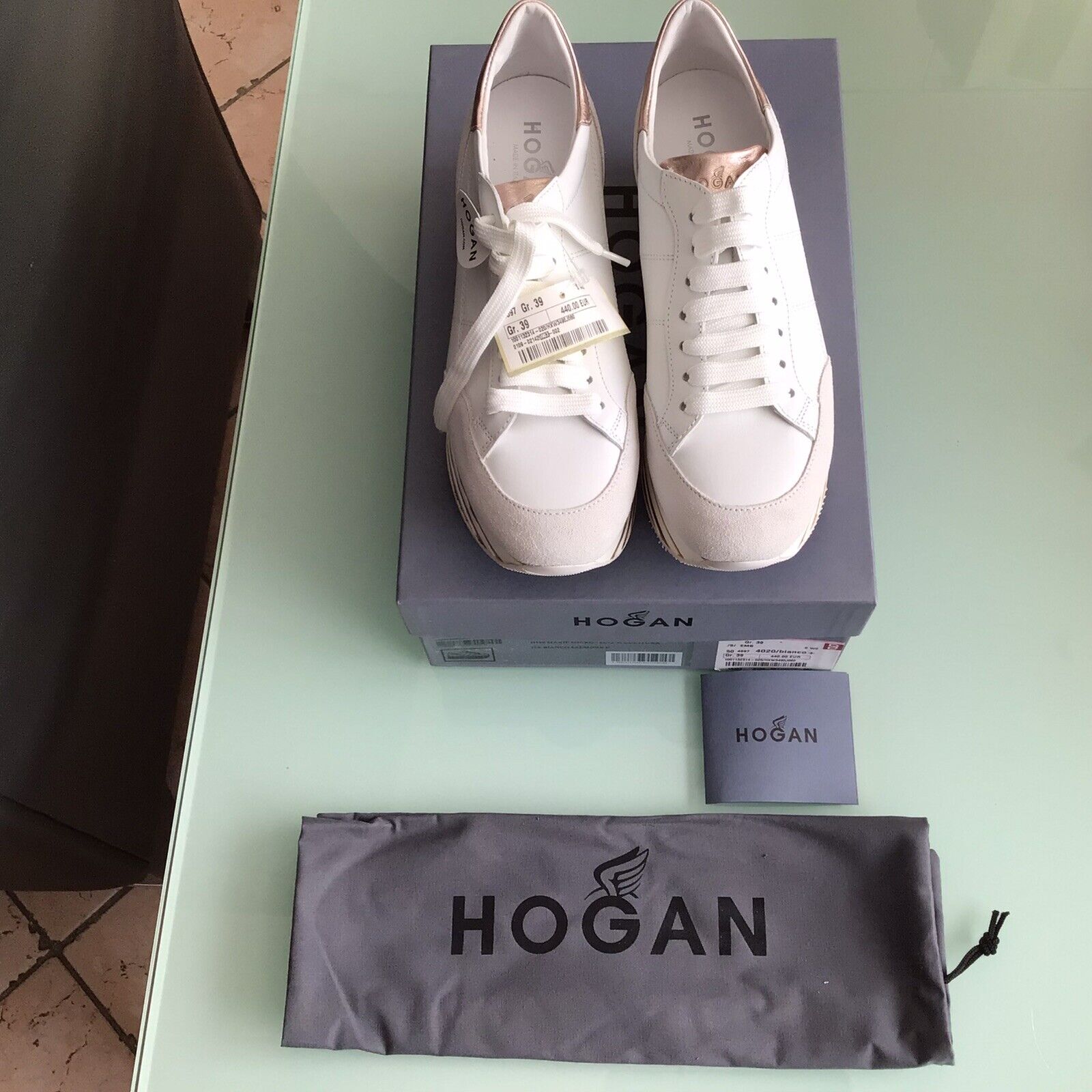 Neu, Hogan, Damen Plateau-Sneaker, weiß, Gr. 39, mit Karton