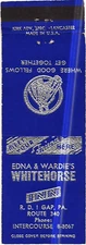 Edna & Wardie's Whitehorse Inn Intercourse, Pennsylvania Vintage Matchbook Cover