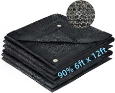 Shade Cloth with Grommets 90% Sunblock Garden Sun Shade Cloth for Plants 6x12 ft