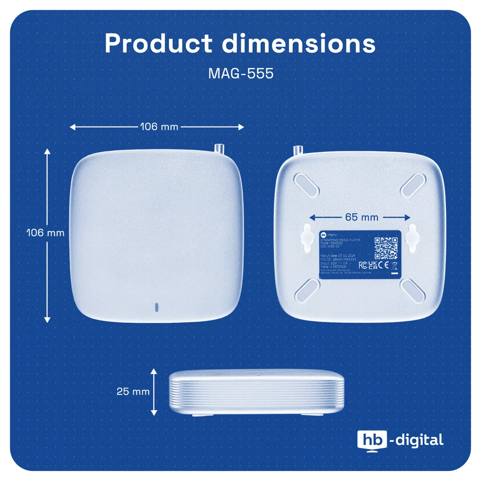 MAG 555 IPTV Set Top Box 2GB RAM Android 4K UHD HEVC h.265 Bluetooth 5.0 WLAN - Bild 3 von 4