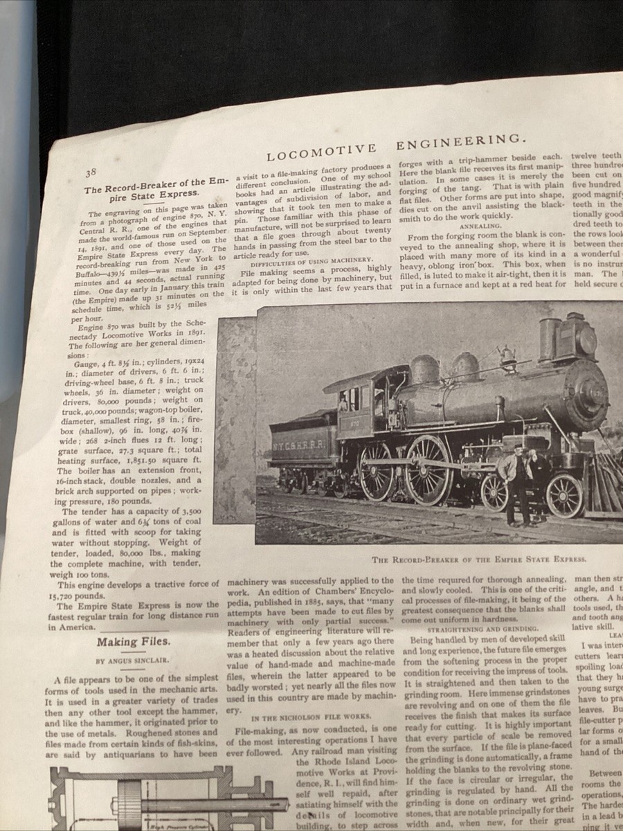 1892 Loco Otive Engineering Newspaper Train Magazine Publication
