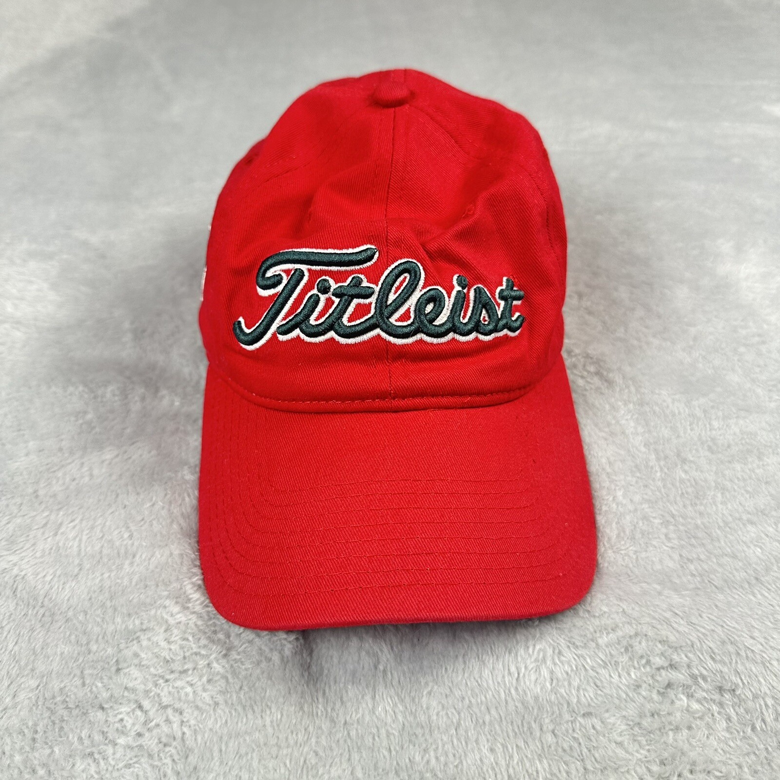 Titleist New Era Red Golf  Strapback Spell Out Hat Cap Rare Stitch Medium/Large