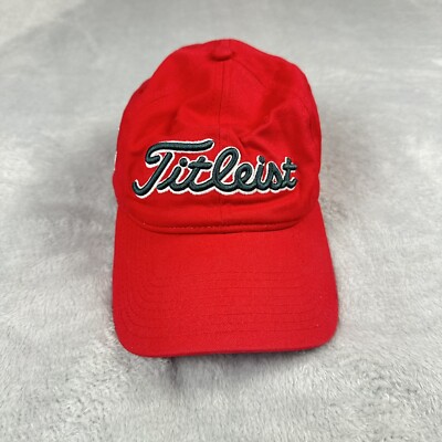 Titleist New Era Red Golf  Strapback Spell Out Hat Cap Rare Stitch Medium/Large