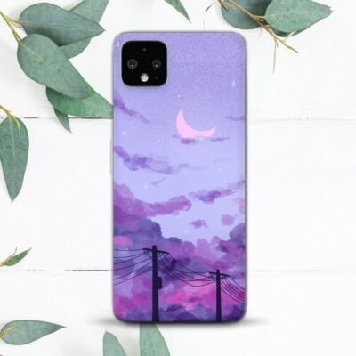 Purple Moon Kawaii Sky Clouds Case For Google Pixel 2 3 3a 4 4a 5 6 7 8 XL