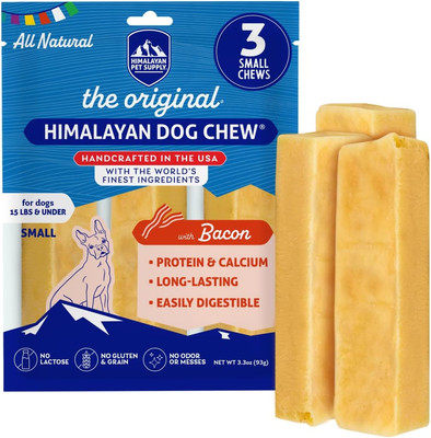 Himalayan Chew Original Yak Cheese Chew, Bacon, 3 Small Sticks, 1.1 Oz, Gluten F