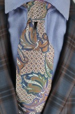 Lord R Colton Masterworks Tie - Kozani Brown  Silver Floral Silk Necktie - New