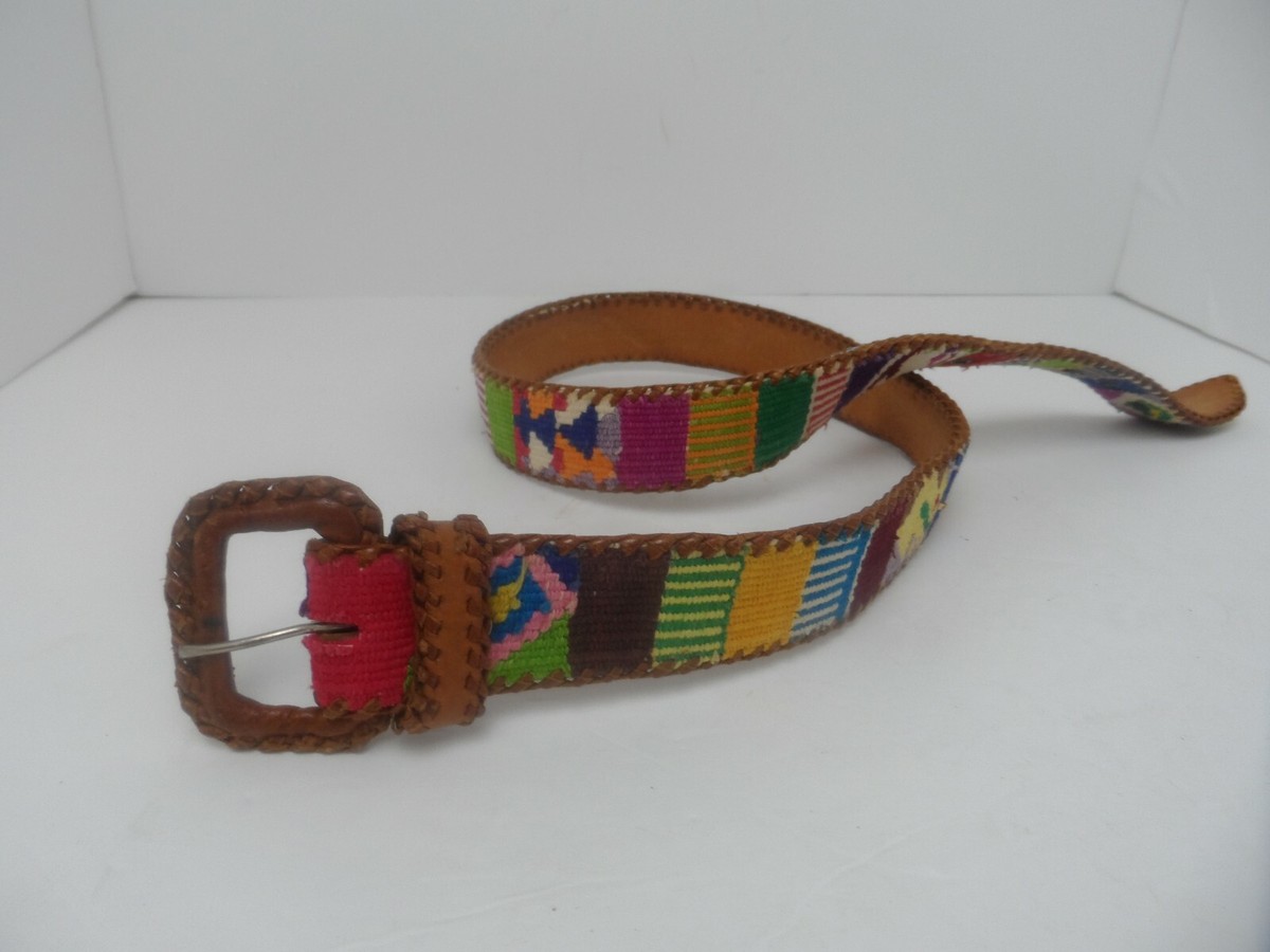 Handmade Needlepoint Multi Color Womens Leather Belt - Size  display picture 2