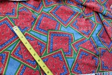 Sewing Fabric Cloth Quilt Cotton Country Blue Red Farm Bandana print 44"x1/2 yd