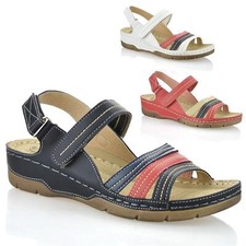 Ladies Womens Mid Wedge Heel Memory Foam Summer Walking Sandals Mules Shoes Size