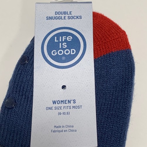 Life is Good Double Snuggle Socks blue womens one size fits most holiday slipper - Picture 2 of 8