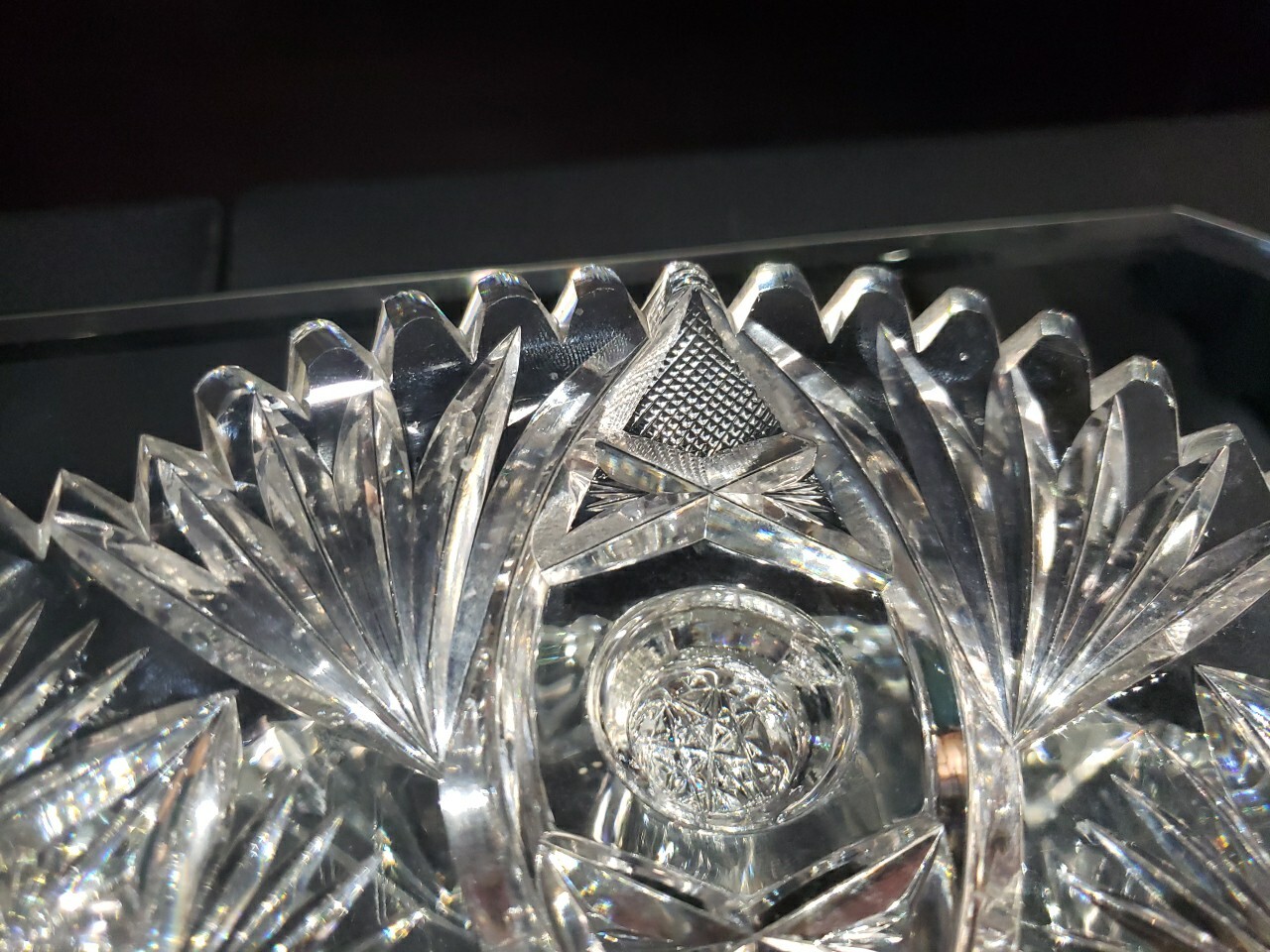 10" Footed Plate. American brilliant period cut glass crystal Signed Fry Fashion