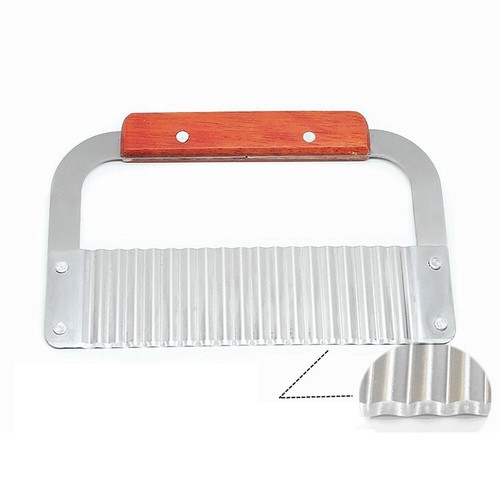 Stainless Steel Crinkle Cutter Potato Slicer w/ Wooden Handle for Carrot Veggies - Picture 10 of 10