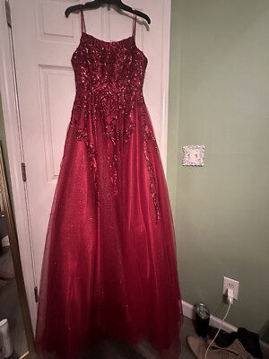 Camille La Vie Red Glittery Sequin Ball Gown Size 2