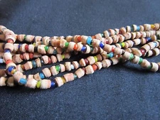 Vintage Necklace Tiny Cork & Beads Colorful 25" Unique Jewelry OLD 7 Strand