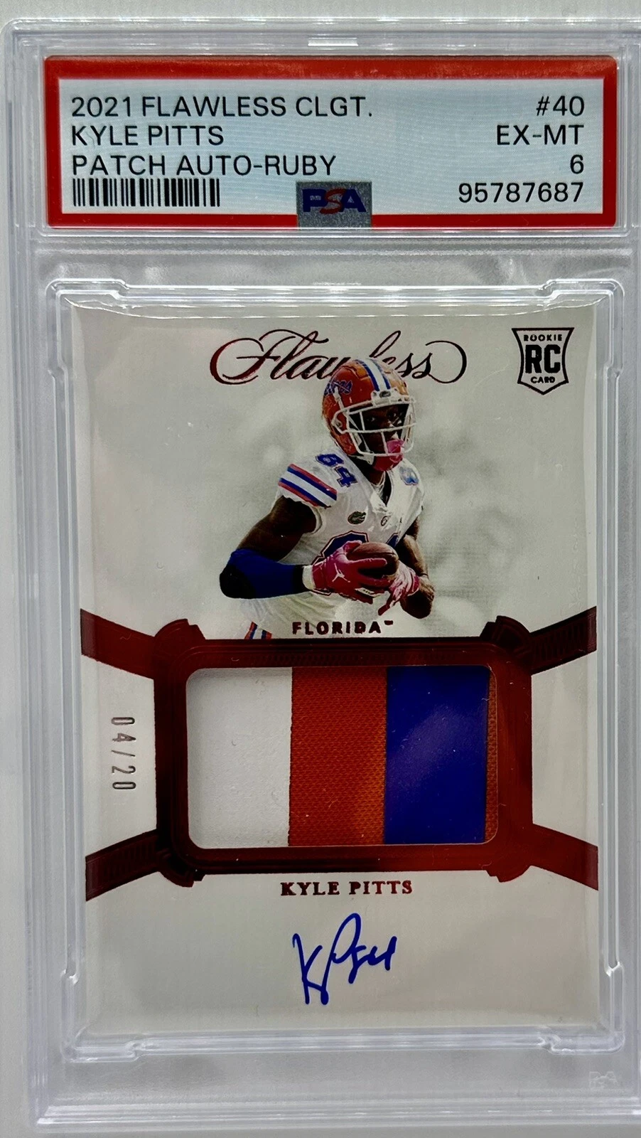 Kyle Pitts Panini Flawless Collegiate #40 Patch Autograph-Ruby