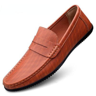 Split Leather Men's Casual ShoesBreathable Moccasins Slip on Driving Shoes 