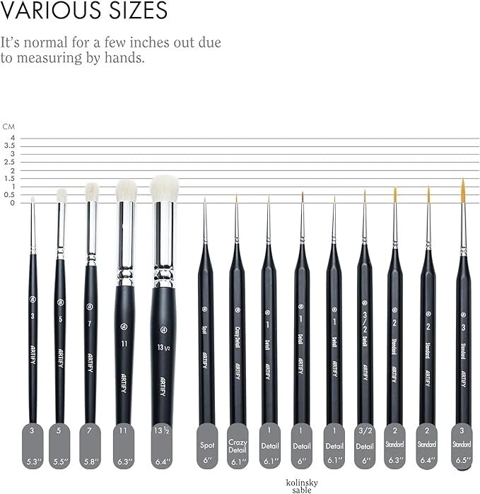ARTIFY 14 PIEZAS Juego de Pinceles de Pintura Miniatura Cepillo Seco, Pinceles Modelo Pequeño Detalle Foto 2 de 4